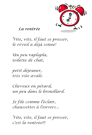 Poésie "La rentrée" de Sylvie Poillevé - Paroles illustrées de la poésie  "La rentrée"