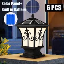 6 Pc Outdoor Solar Powered Led Post