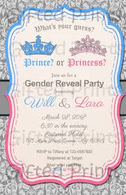Prince Or Princess Gender Reveal Invitation Silver Border