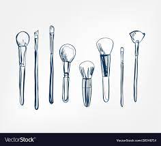 makeup brushes line clip art isolated