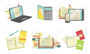 School Supplies Set Laptop Computer Copybook Textbooks Calculator