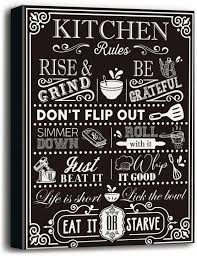 Funny Kitchen Rules Canvas Wall Art