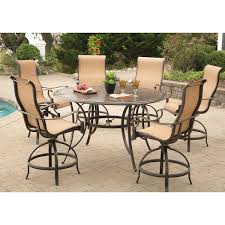 Agio Somerset 7 Piece Aluminum Round Outdoor Bar Height Dining Set With Swivels And Cast Top Table