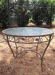 Iron Base Garden Table With Glass Top