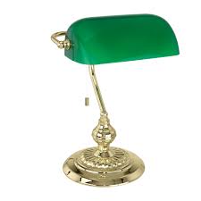 Traditional Brass Bankers Lamp With