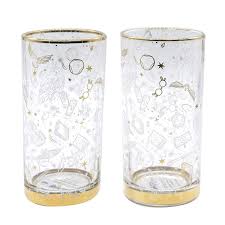 All Over Print Gold Rim Glass 2 Pack