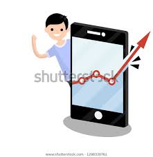Growth Chart On Smartphone Screen Successful Stock Vector