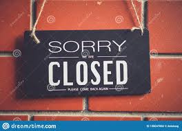 Sorry We Are Closed Sign Hang On Door Of Business Shop