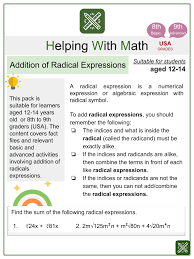 Radical Expressions Math Worksheets