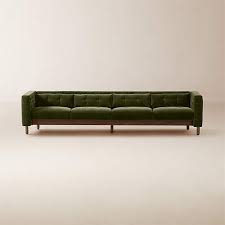4 Seater Tufted Green Velvet Sofa