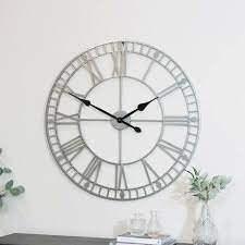 Large Silver Skeleton Wall Clock 80cm