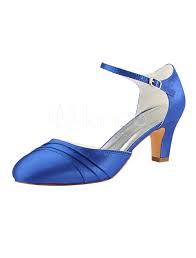 Le scarpe possono essere con tacchi Scarpe Da Sposa 2021 In Raso Blu Royal Fibbia Punta Rotonda Dettaglio Vintage Scarpe Da Sposa Scarpe Madre Milanoo Com