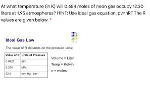 The molar gas constant (also known as the gas constant, universal gas constant, or ideal gas constant) is denoted by the symbol r or r. Answered At What Temperature In K Will 0 654 Bartleby