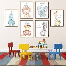 6 set unframed jungle animal quote wall