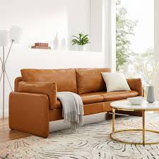 vegan leather sofa in tan by modway