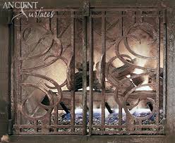 Antique Rough Iron Fireplace Gates By