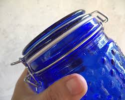 Cobalt Blue Hobnail Glass Canister Set