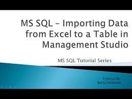 9 ms sql importing data from excel