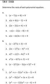 Roots Of Each Polynomial Equation