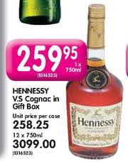 hennessy v s cognac in gift box 750ml