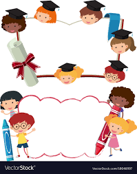 Two Border Templates With School Boys And Girls Vector Image