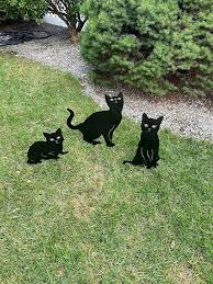 Black Cat Stakes Garden Decor Metal