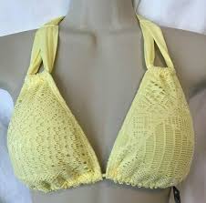 Yellow Crochet Halter Triangle Bikini Top Swim Bathing Suit Mossimo Small 492381012398 Ebay