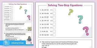 Algebra Solve Two Step Equations