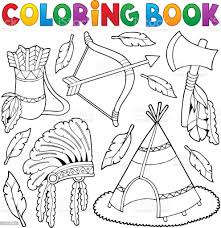 Coloring Book Native American Theme 1 Stock Illustration - Download Image Now - iStock
