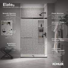 Kohler K 707613 8l Elate Tall Sliding Shower Door 75 1 2 H X 44 1 4 47 5 8 W With Heavy 5 16 Thick Crystal Clear Glass Matte Nickel