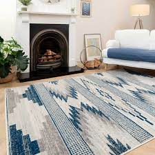 aztec blue rug flat woven geometric