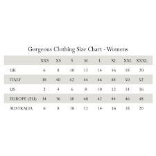 Clothing Size Chart Womens Silver And Thread