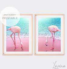 Flamingo Print Set Flamingos Wall Art