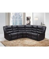 roma black leather corner recliner sofa