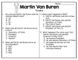 Martin Van Buren Biography Timeline Graphic Organizers Text Based Questions