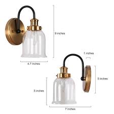 Zevni Walnute Modern 1 Light Seeded Glass Brass Gold Wall Sconce Black Bell Bathroom Vanity Light Transitional Wall Lighting