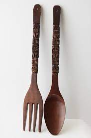 Spoon Vintage Carved Wood Tiki Style
