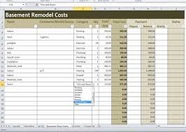 Basement Remodel Costs Calculator Excel