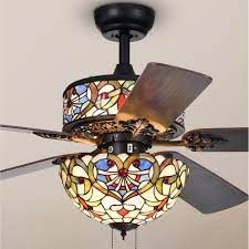 A complete consumer guide to buying ceiling fan lights with useful tips on features and specifications. Ransoe 6 Light Blue Heart Tiffany 5 Blade 52 Inch Matte Black Ceiling Fan On Sale Overstock 19512161