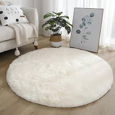 4x4 soft white round rug for bedroom