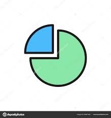 Pie Chart With Segment Flat Color Icon Stock Vector