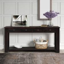 black rectangle wood console table