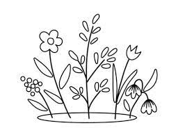 spring flowers black and white vector