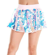 Iheartraves Womens Sexy Iridescent Sequin Rave Mini Skirts