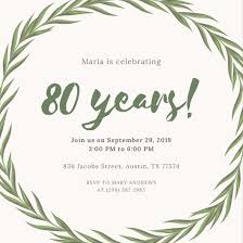 Customize 985 80th Birthday Invitation Templates Online Canva