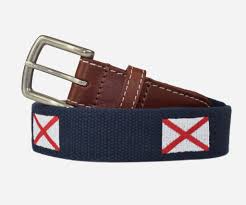 The alabama flag is a red andreas cross on a white field. Alabama State Flag Belt Embroidered Belts Jt Spencer