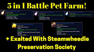 Reply to this · steamwheedle preservation society quick rep for this guide we are going to collect gorian artifact fragment and highmaul relic from highmaul. Download 5 In 1 Battle Pet Gold Farm Exalted With Steamwheedle Preservation Society In Hd Mp4 3gp Codedfilm