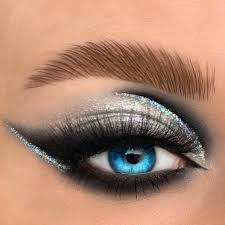 silver glittery liner makeup look