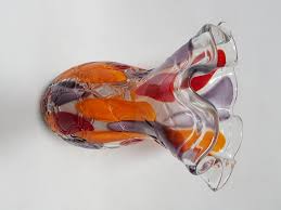 Retro Vase Multi Coloured Glass 30cm