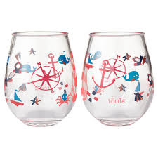 Maritime Acrylic Stemless Wine Glasses